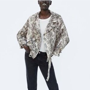 ZARA: Black & Cream Snakeskin Motorcycle Jacket